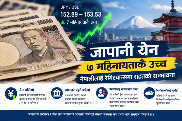 जापानी येन ७ महिनायताकै उच्च, नेपालीलाई रेमिट्यान्समा राहतको सम्भावना
