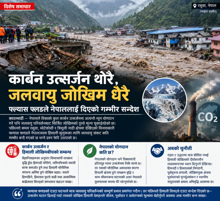 कार्बन उत्सर्जन थोरै, जलवायु जोखिम धेरै: फ्ल्यास फ्लडले नेपाललाई दिएको गम्भीर सन्देश