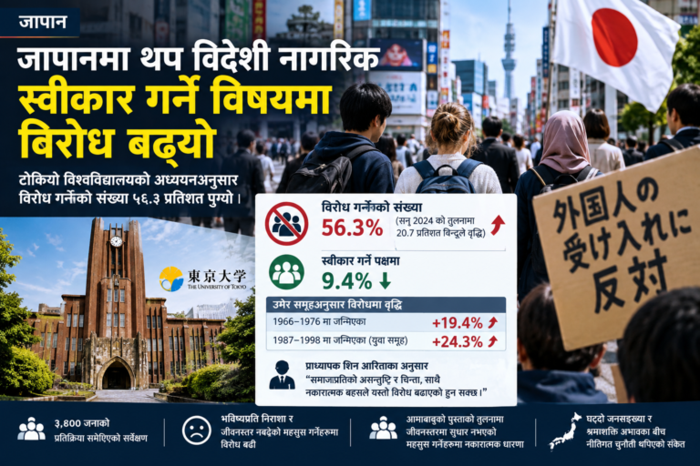 जापानमा थप विदेशी नागरिक स्वीकार गर्ने विषयमा विरोध बढ्यो